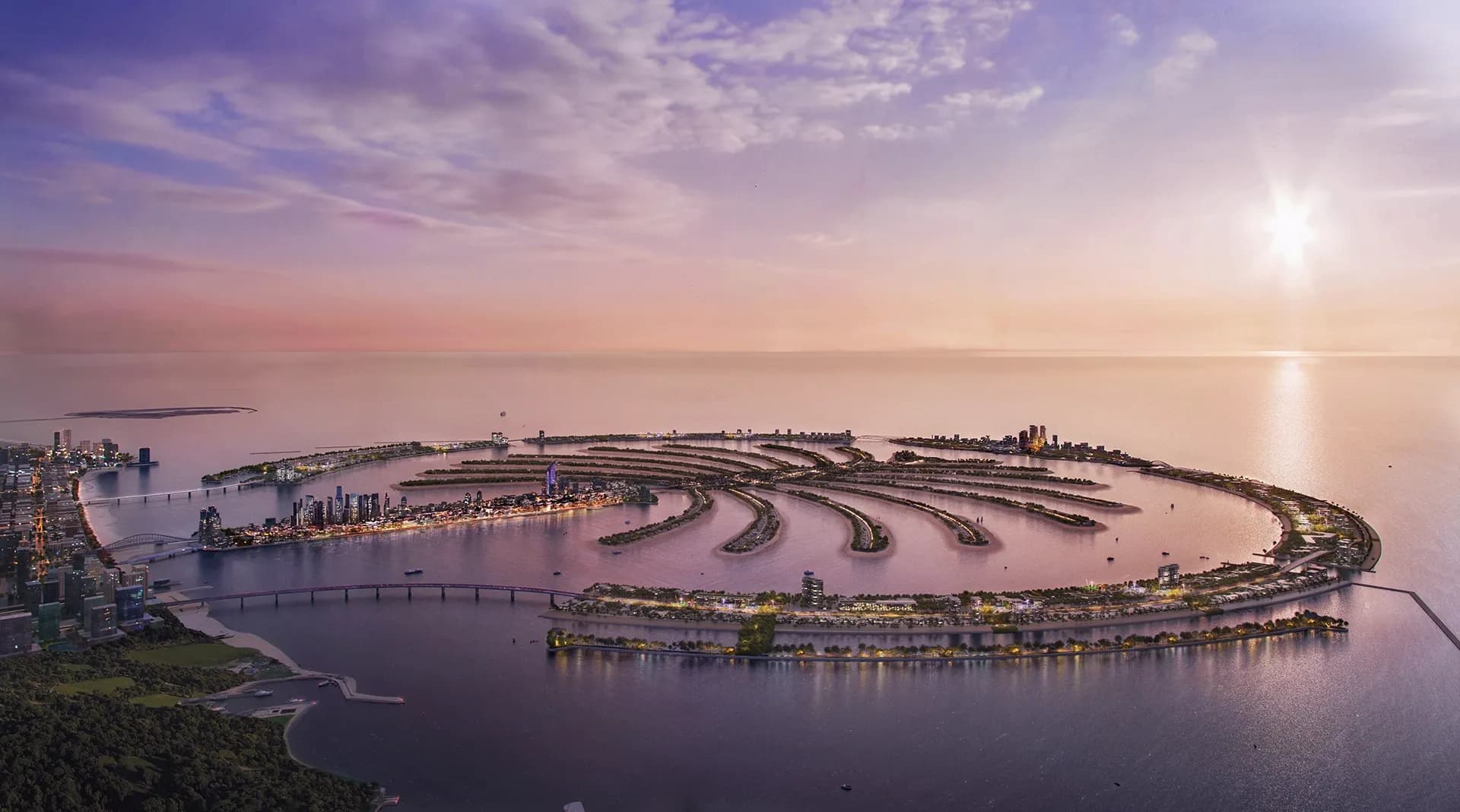 Palm Jebel Ali, Dubai, at dusk